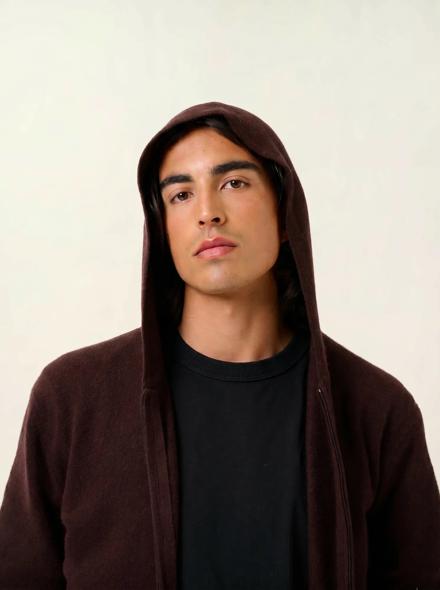 NEURRE gilet zippé capuche choco