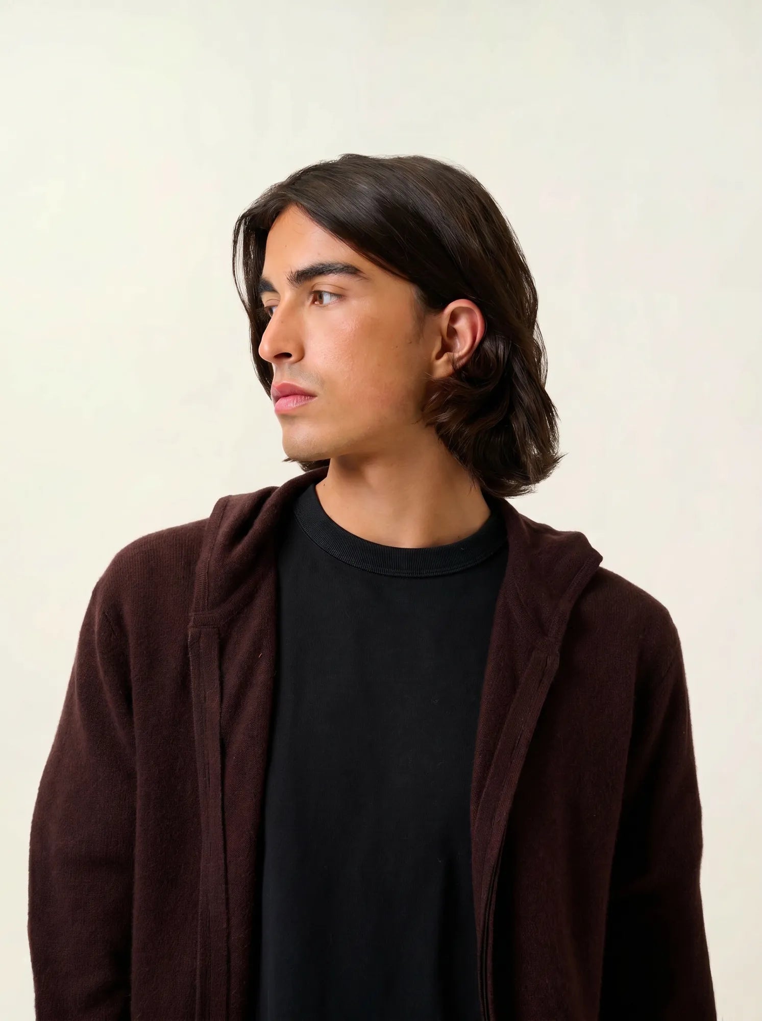 NEURRE gilet zippé capuche choco