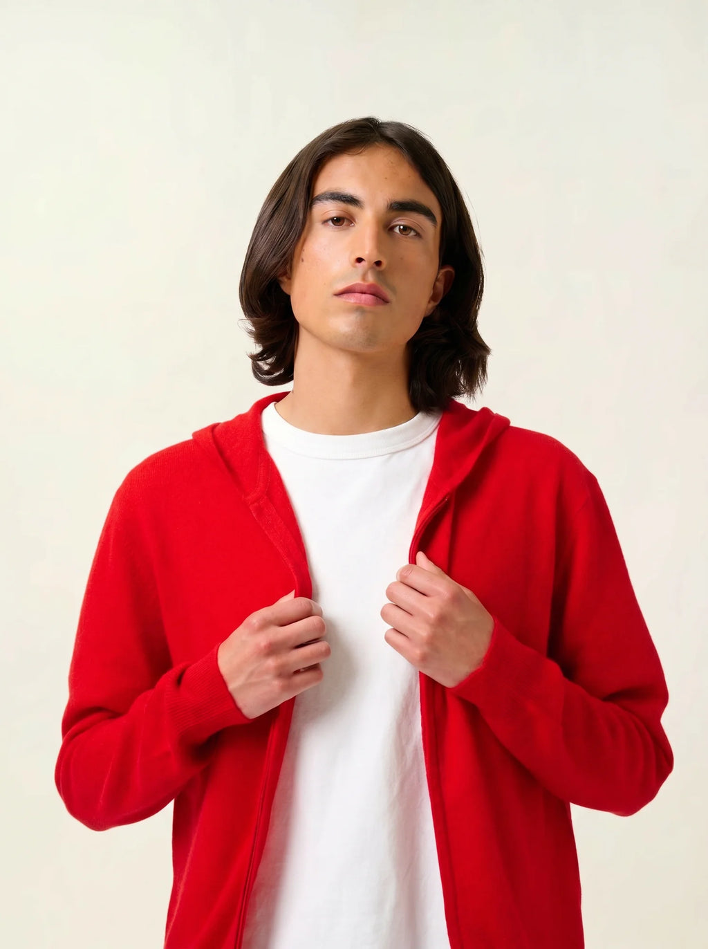 NEURRE gilet zippé capuche rouge