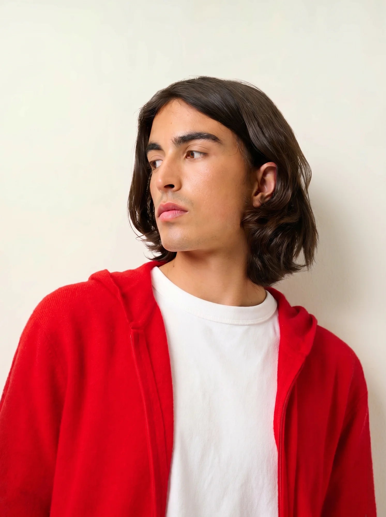 NEURRE gilet zippé capuche rouge