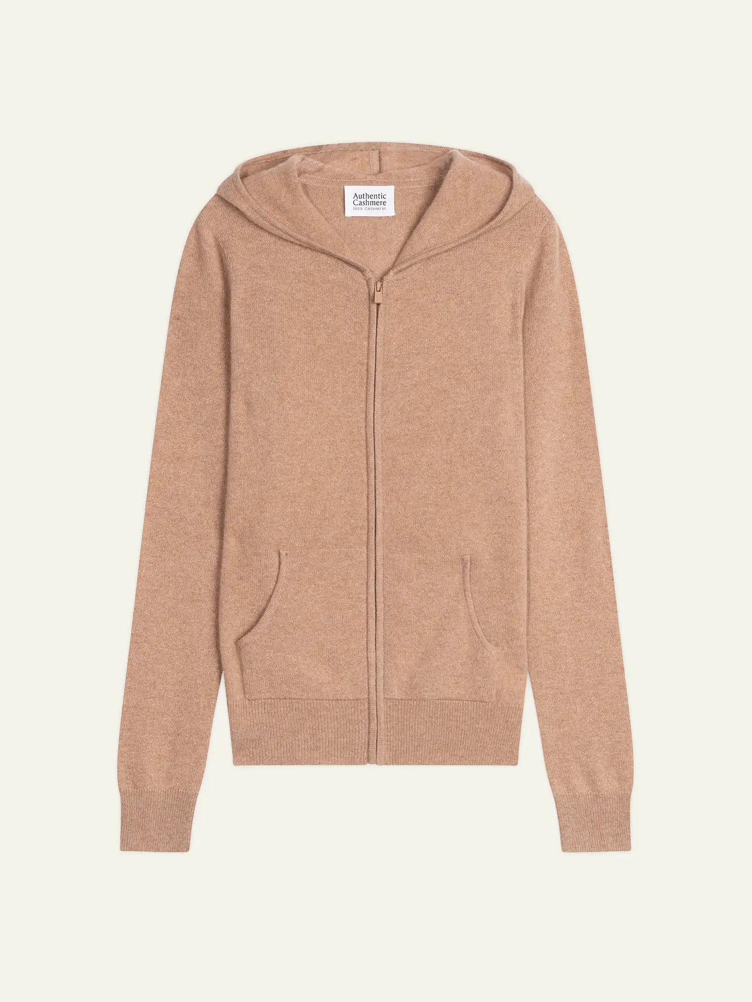 COLOMBIS gilet zippé capuche camel chiné