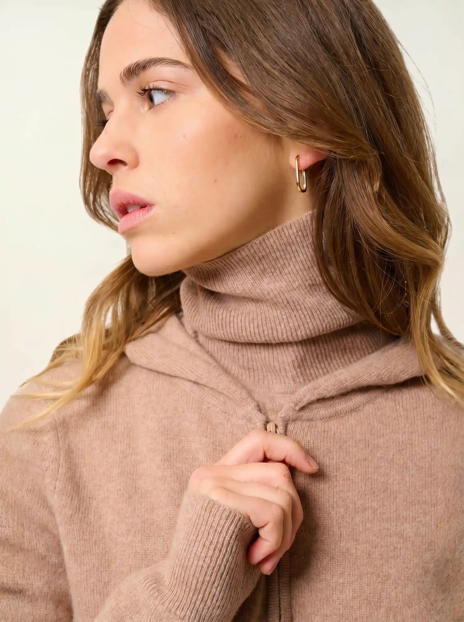 COLOMBIS gilet zippé capuche camel chiné