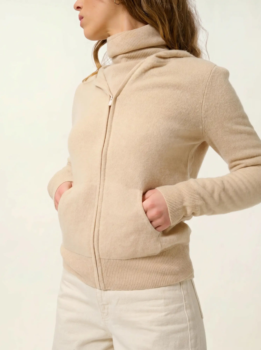 COLOMBIS gilet zippé capuche sable