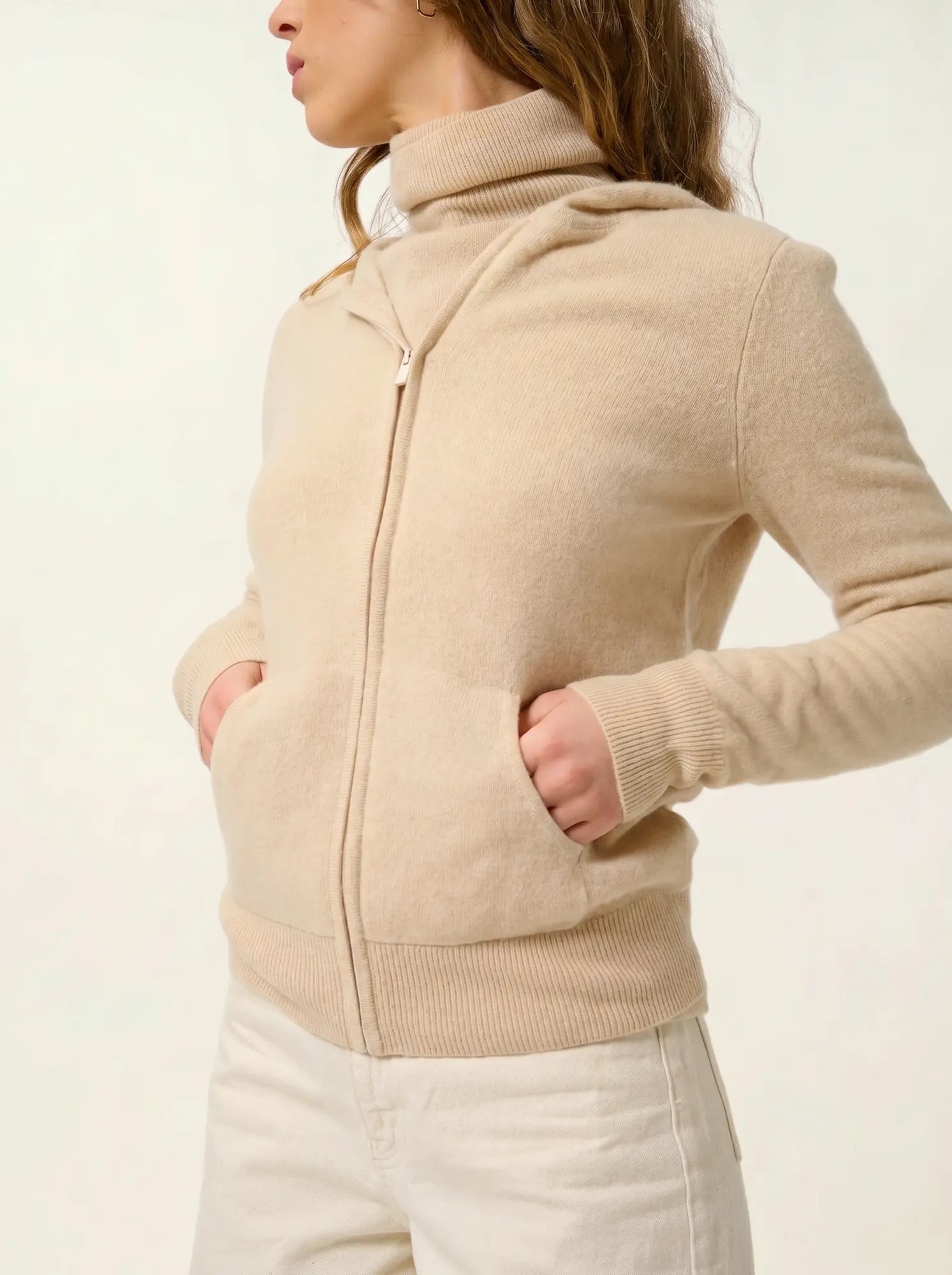 COLOMBIS gilet zippé capuche sable