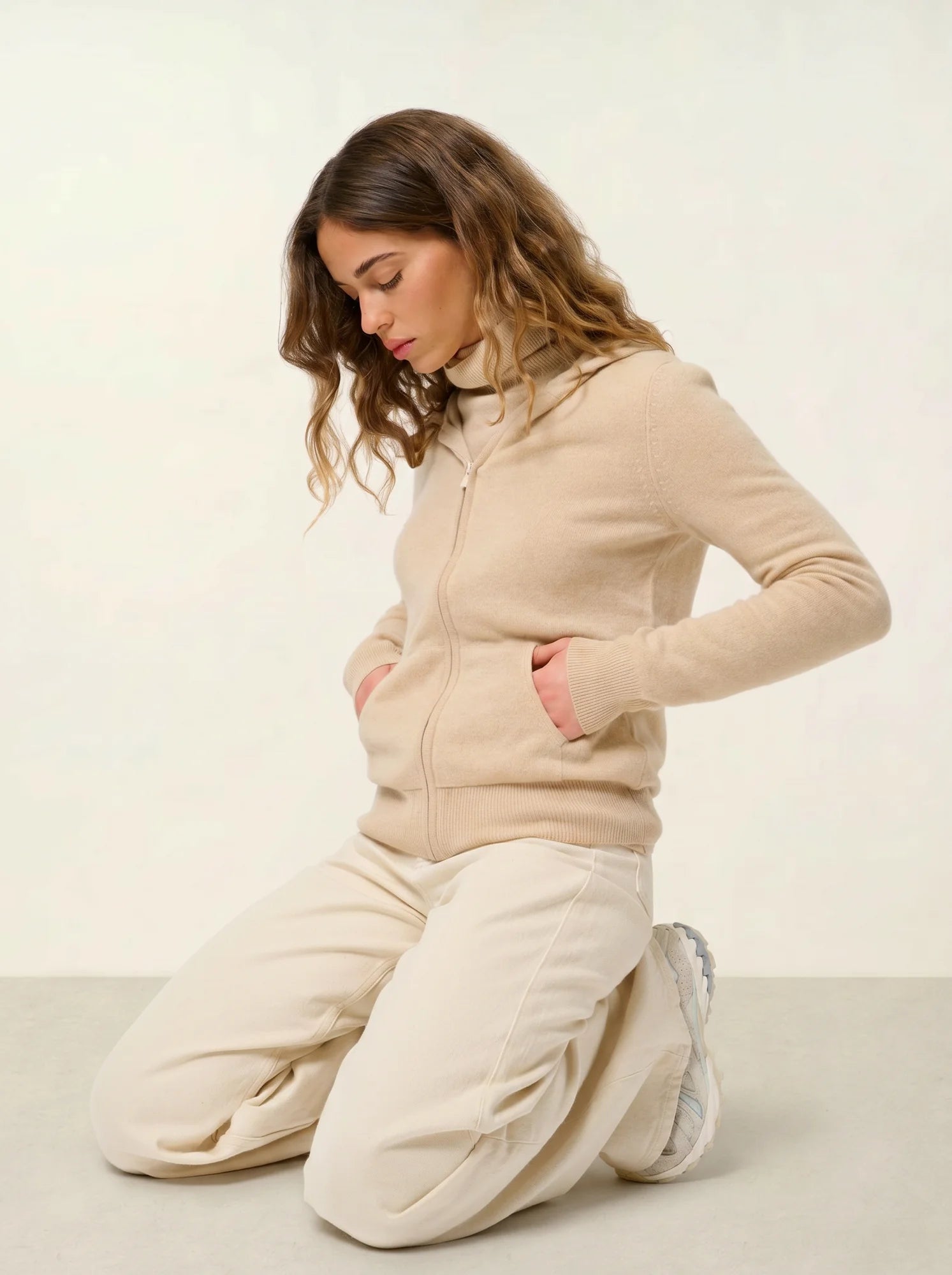 COLOMBIS gilet zippé capuche sable