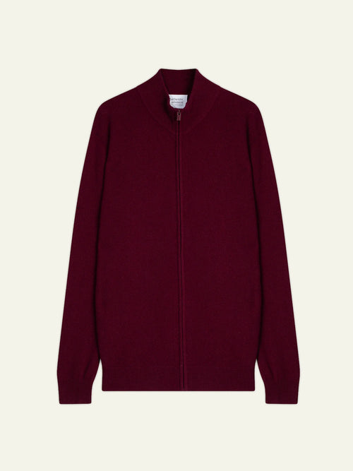 ALBARON gilet zippé col montant bordeaux