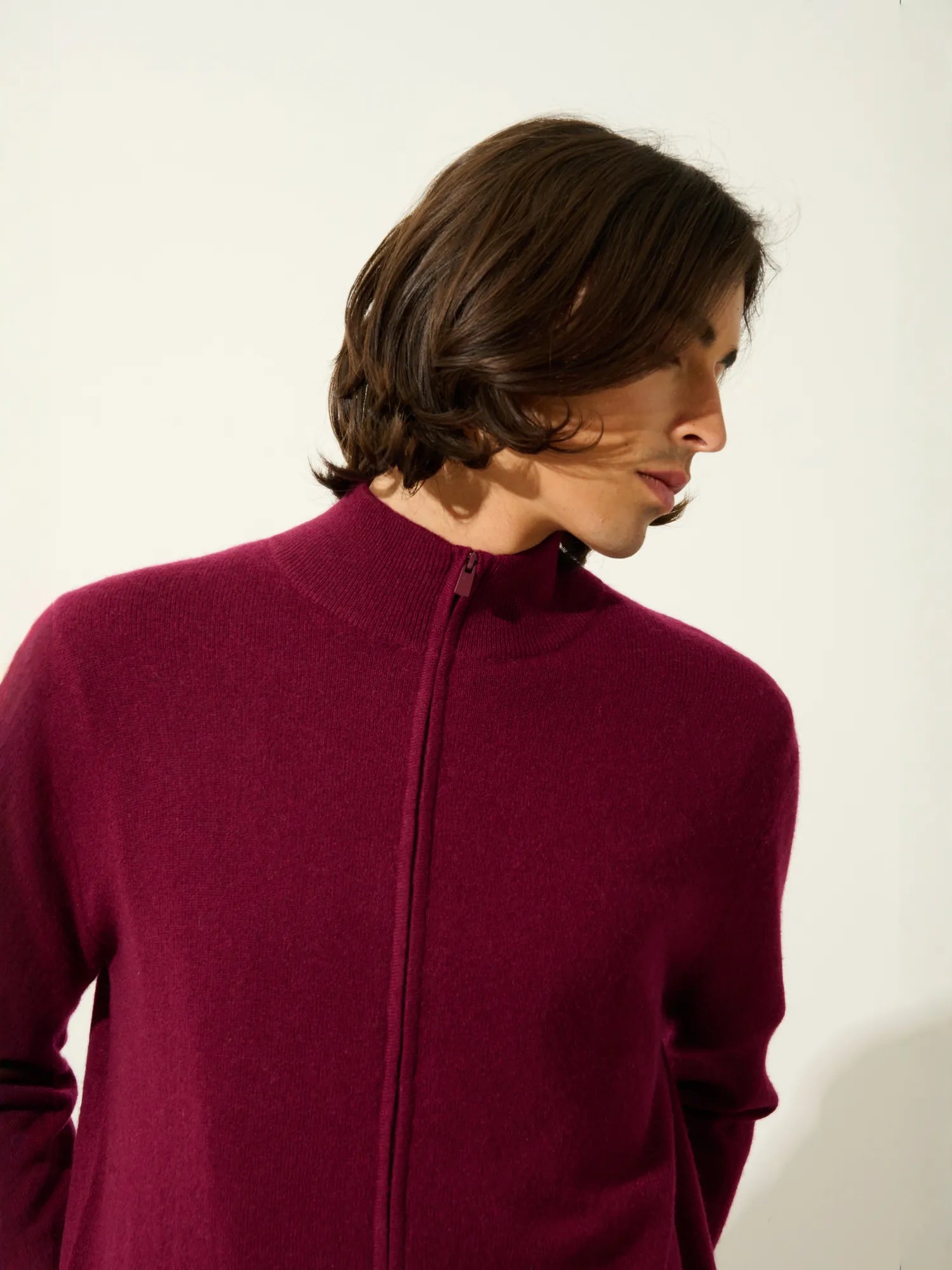 ALBARON gilet zippé col montant bordeaux