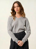 DOTY pullover v-ausschnitt 4-fädig wolke meliert