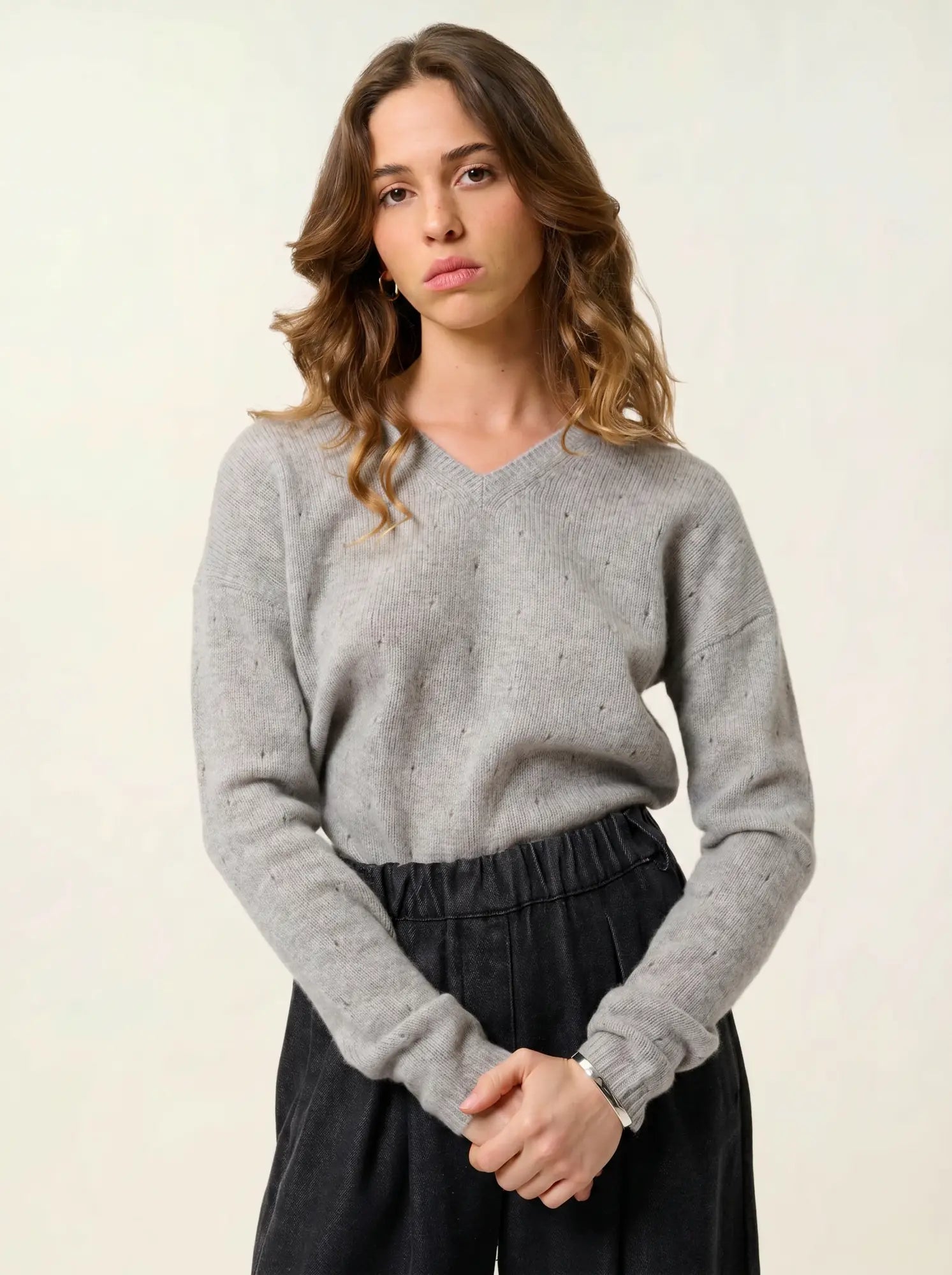 DOTY pullover v-ausschnitt 4-fädig wolke meliert
