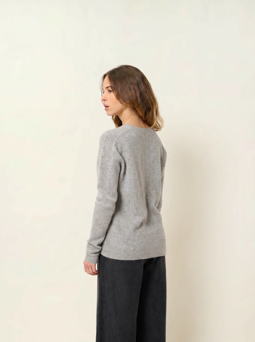 DOTY pullover v-ausschnitt 4-fädig wolke meliert