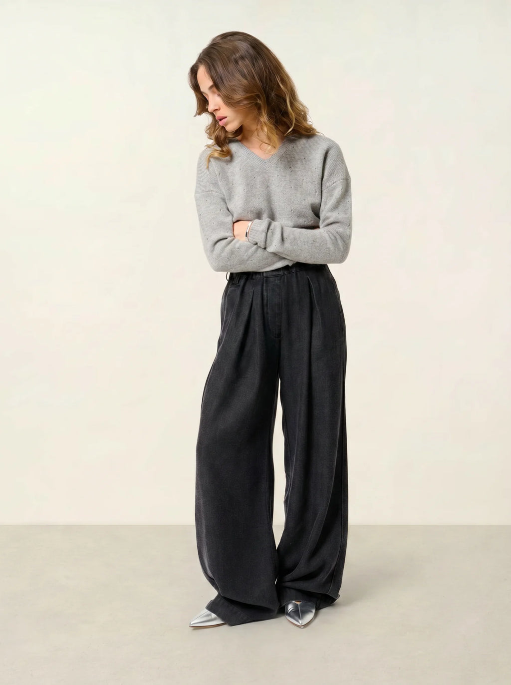 DOTY pullover v-ausschnitt 4-fädig wolke meliert