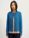 JINPA cardigan crew neck 8 ply peacock