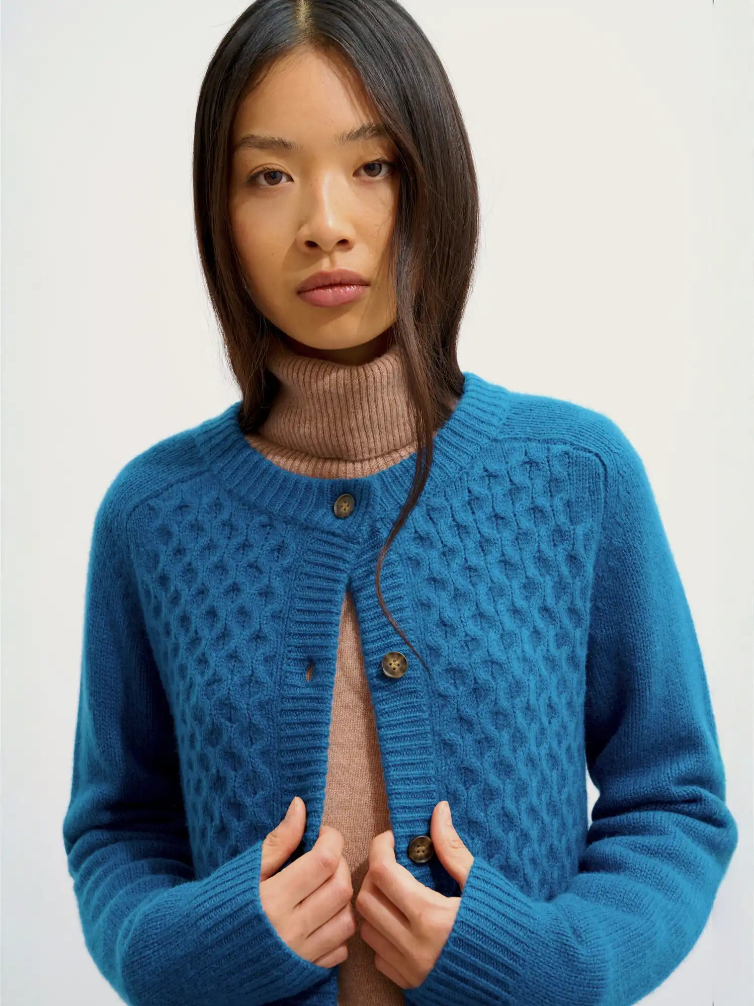JINPA strickjacke rundhalsausschnitt 8-fädig pfau