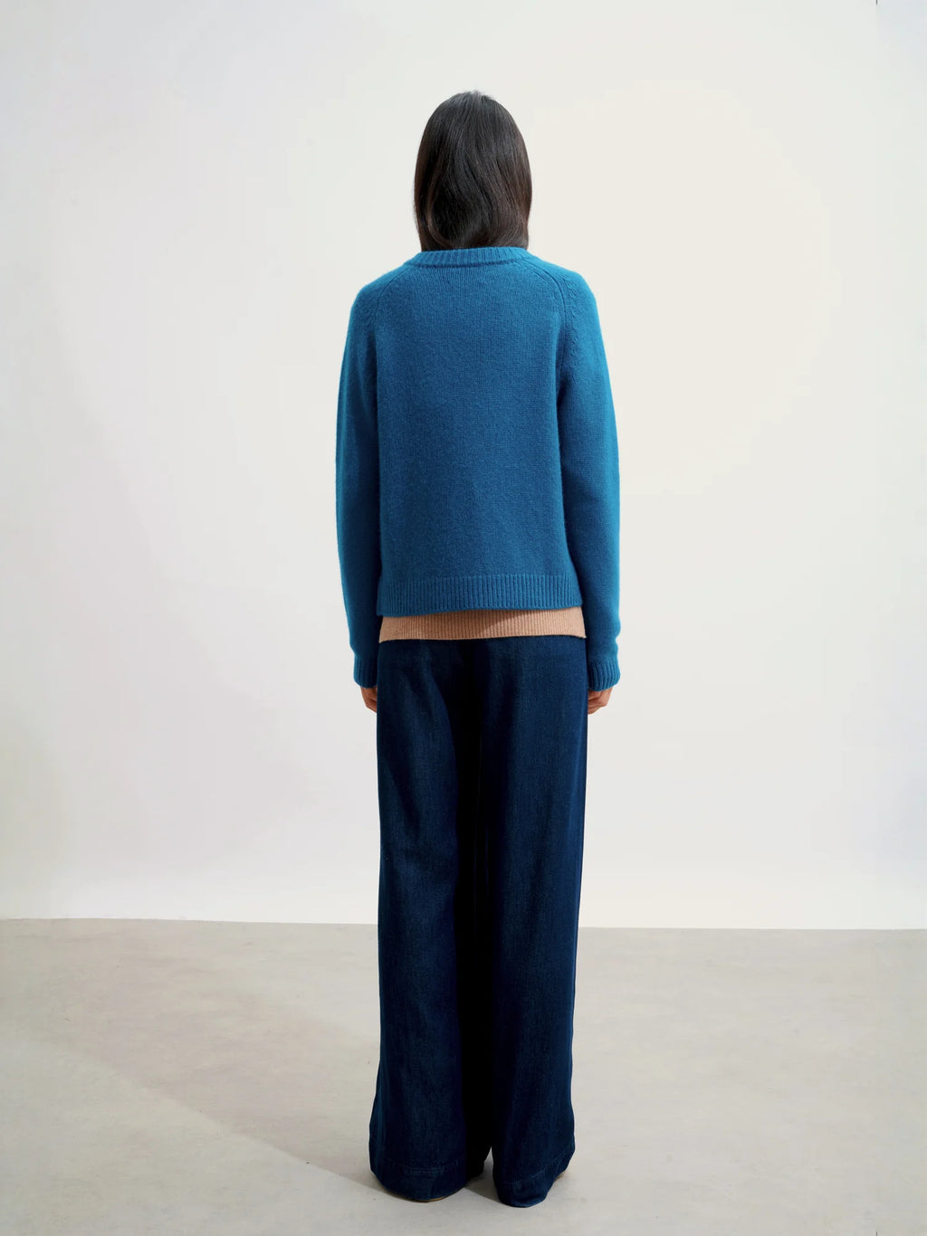JINPA cardigan crew neck 8 ply peacock
