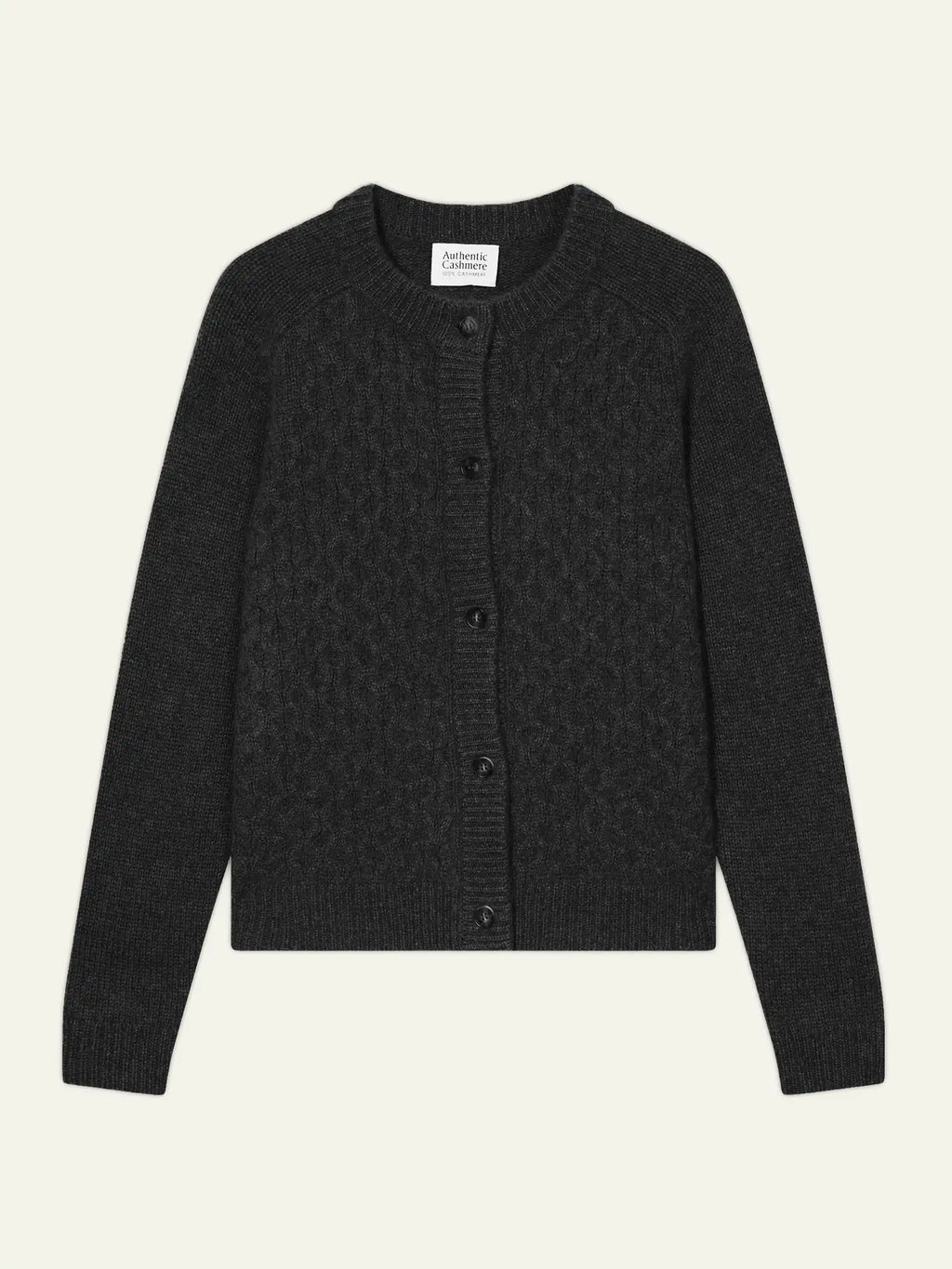 JINPA cardigan crew neck 8 ply heather carbon