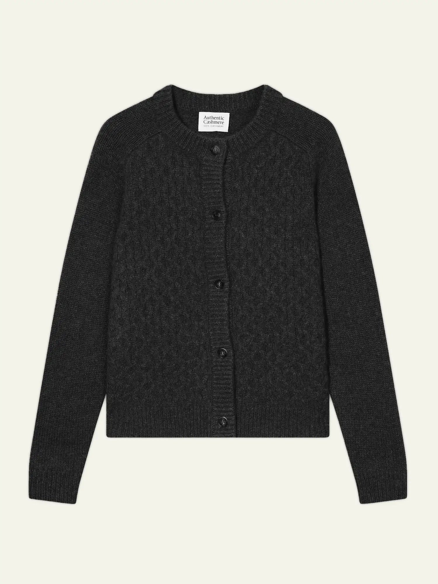 JINPA strickjacke rundhalsausschnitt 8-fädig carbone meliert