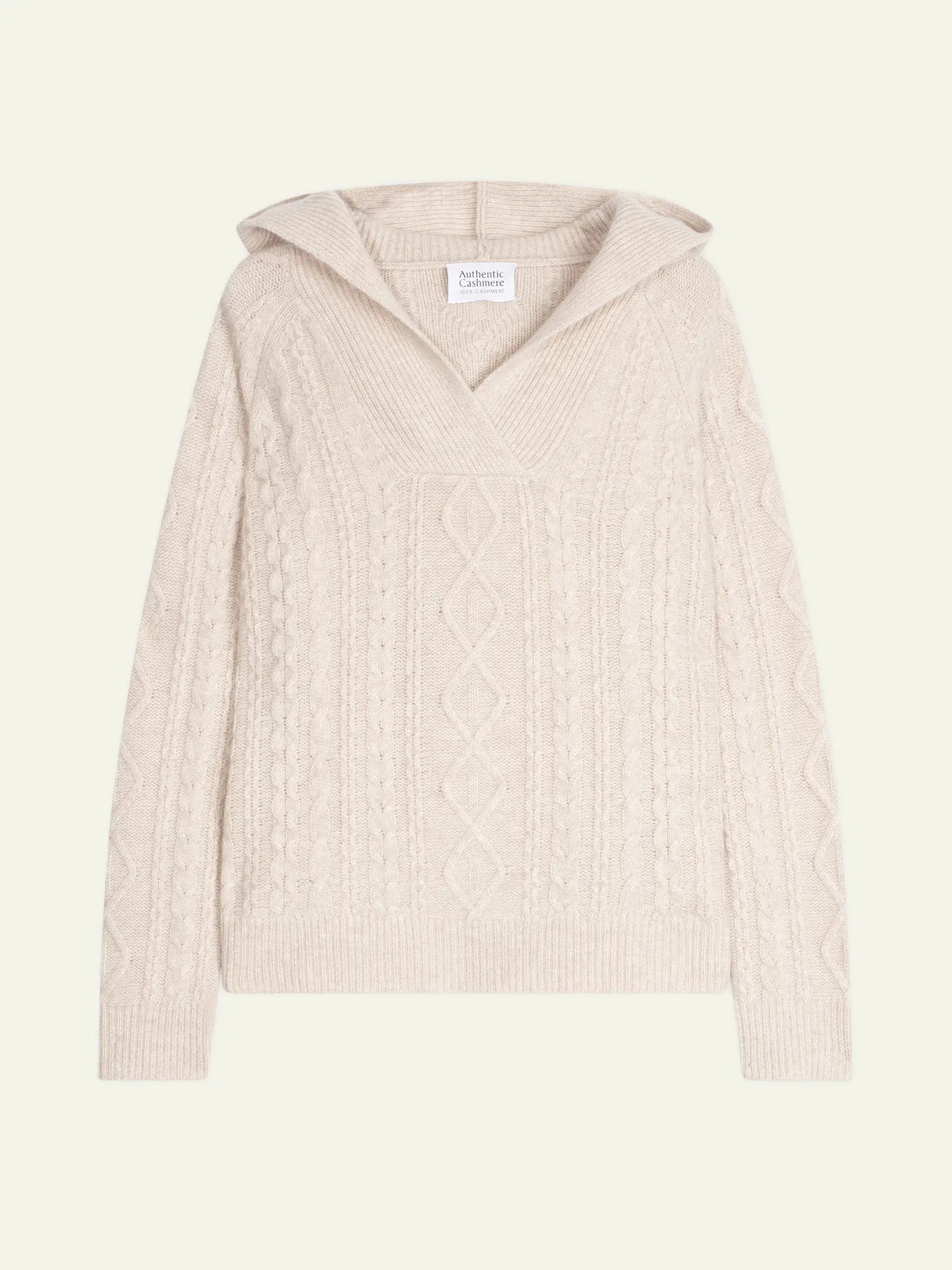 KHANDRO sweater hooded 6 ply heather beige
