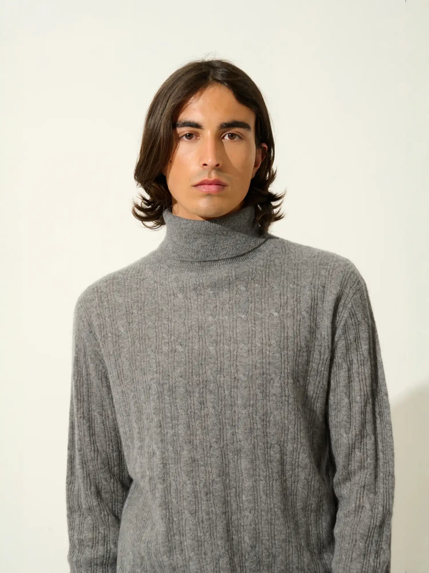 KONA pull col roulé flanelle chiné