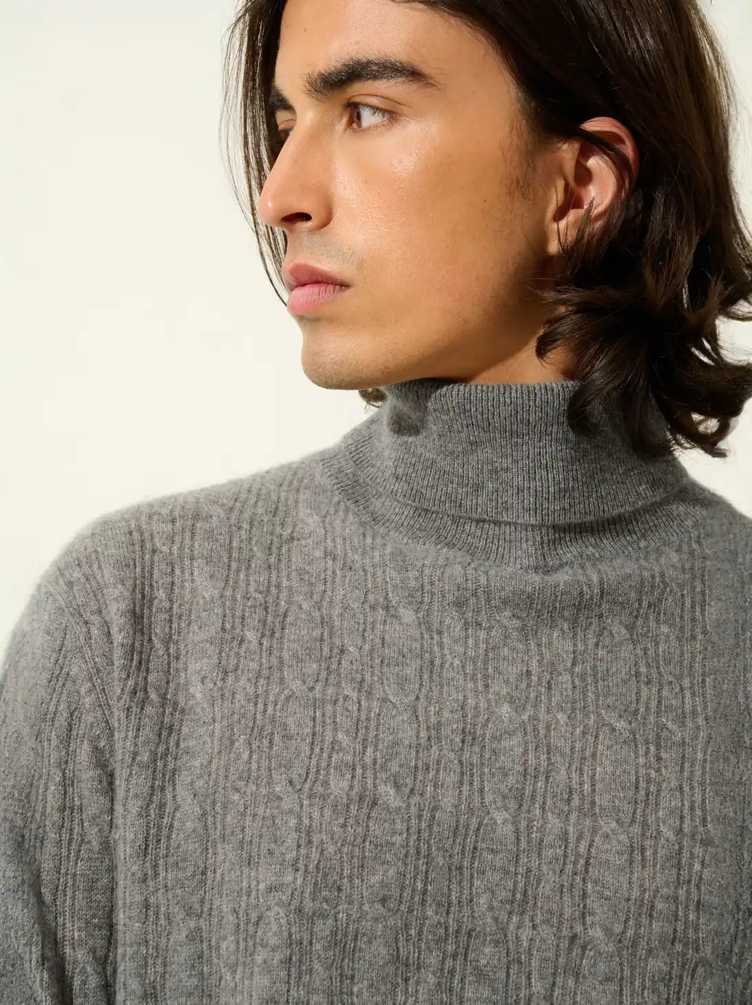 KONA pull col roulé flanelle chiné