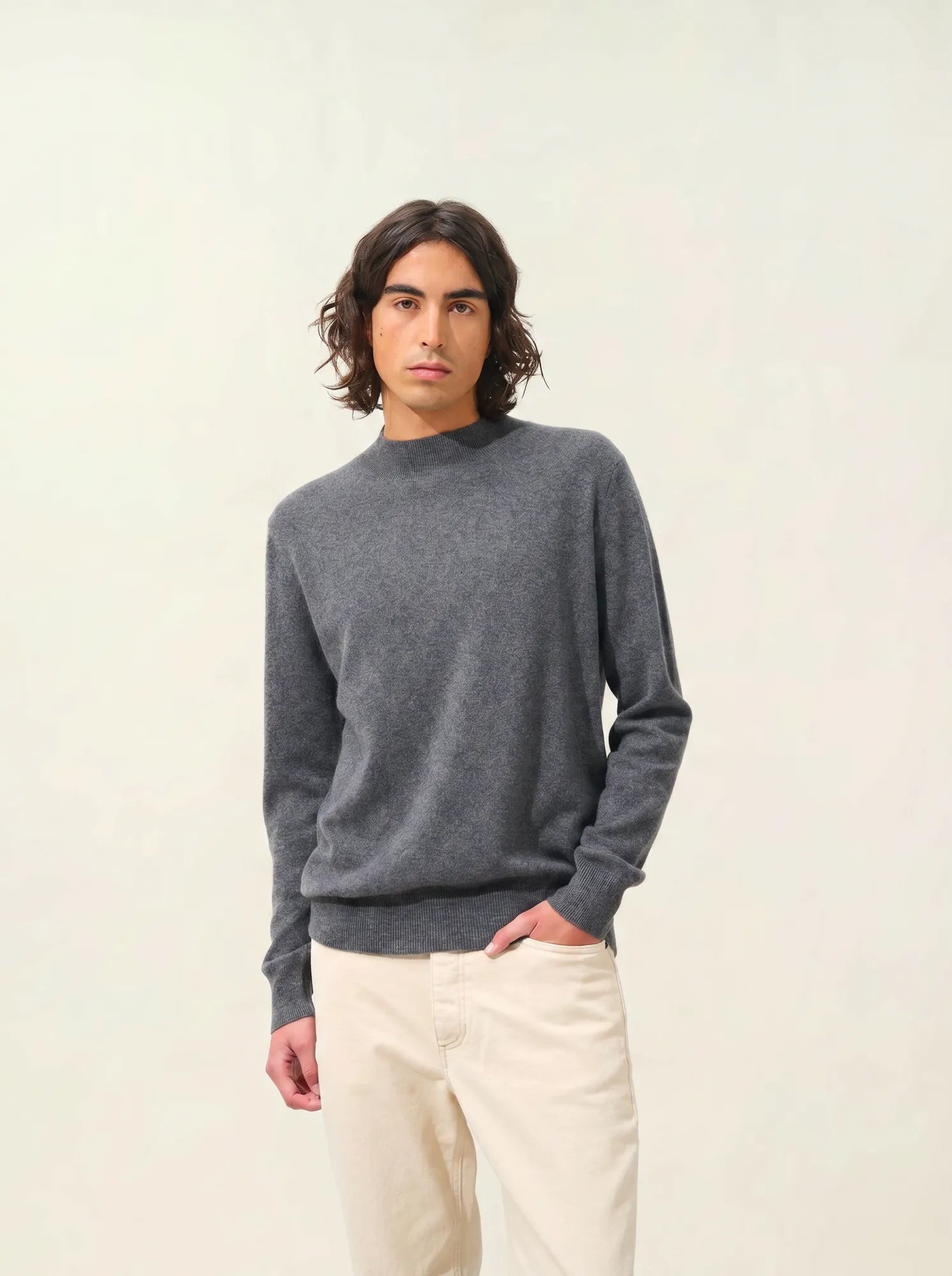 LASYA pull col montant anthracite chiné