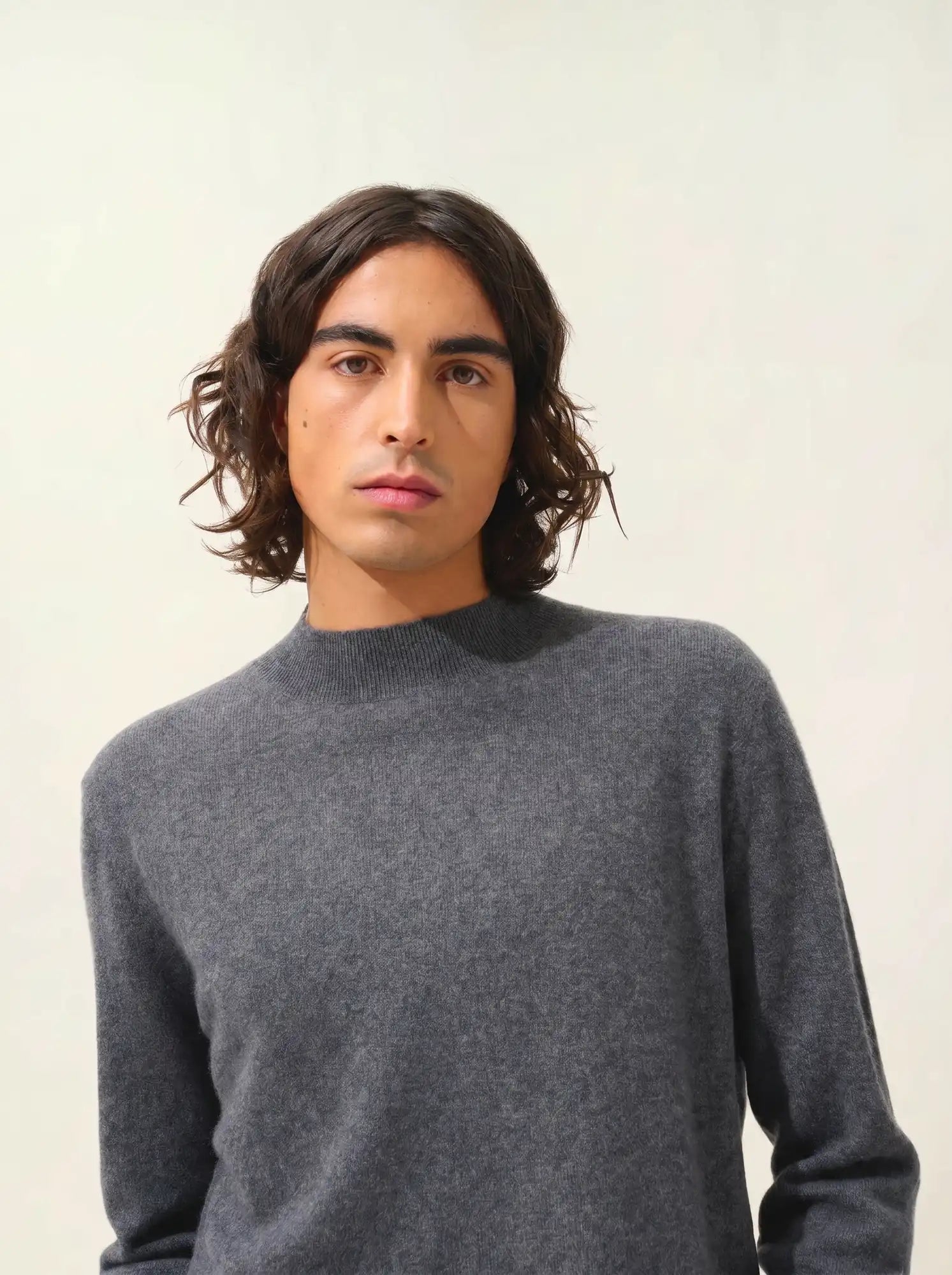 LASYA pull col montant anthracite chiné