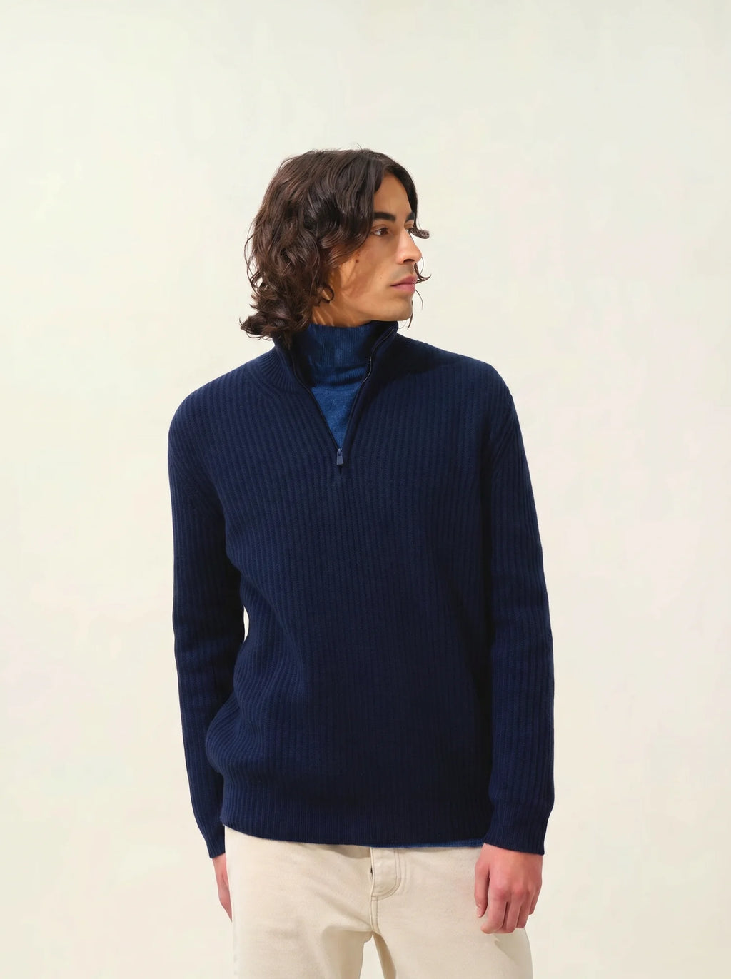 LHAMU pull camionneur 6 fils bleu marine