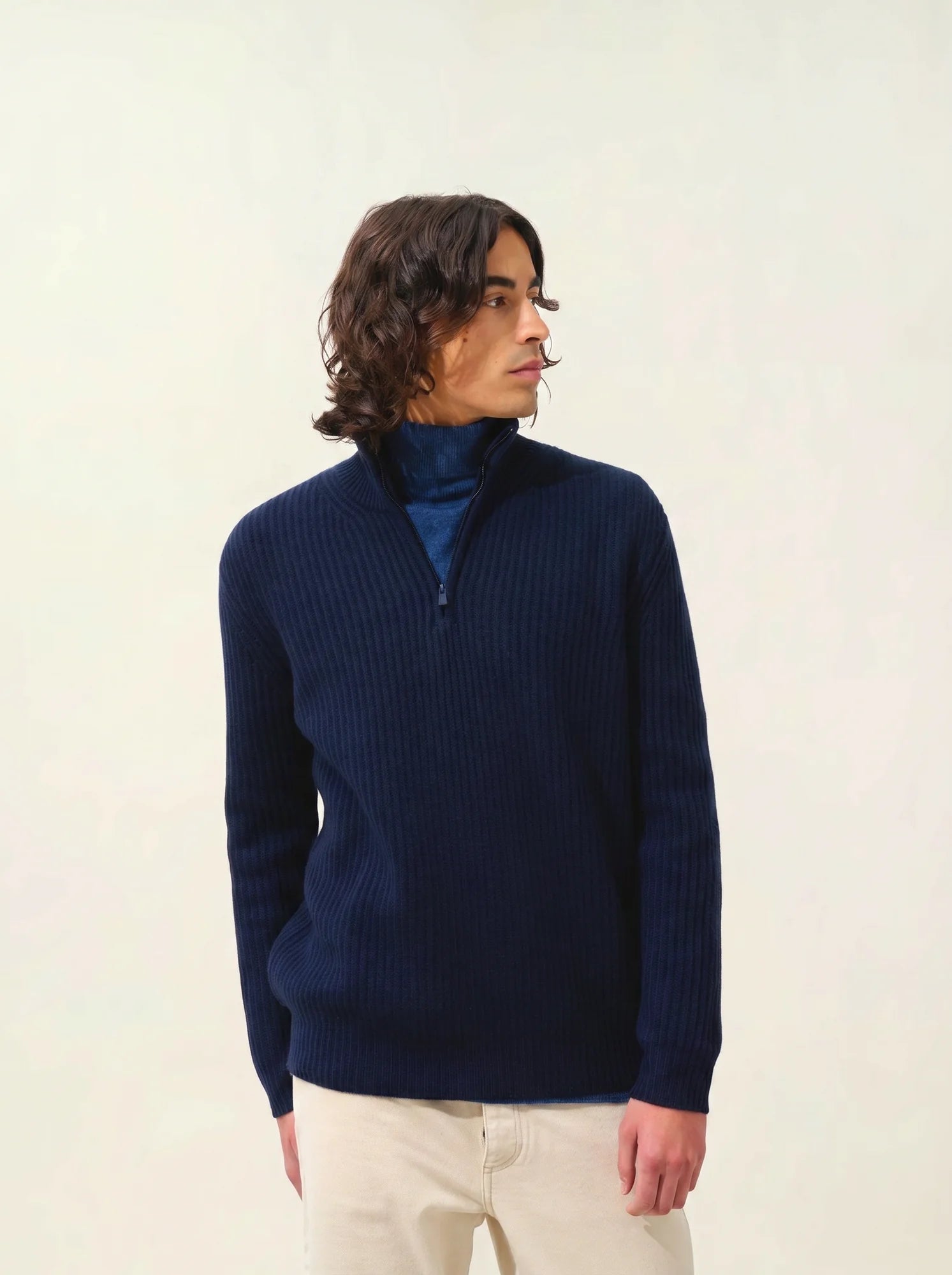 LHAMU pull camionneur 6 fils bleu marine