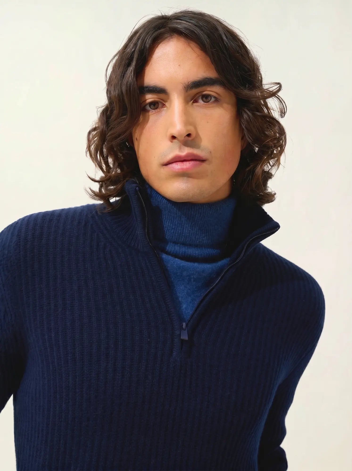 LHAMU pull camionneur 6 fils bleu marine