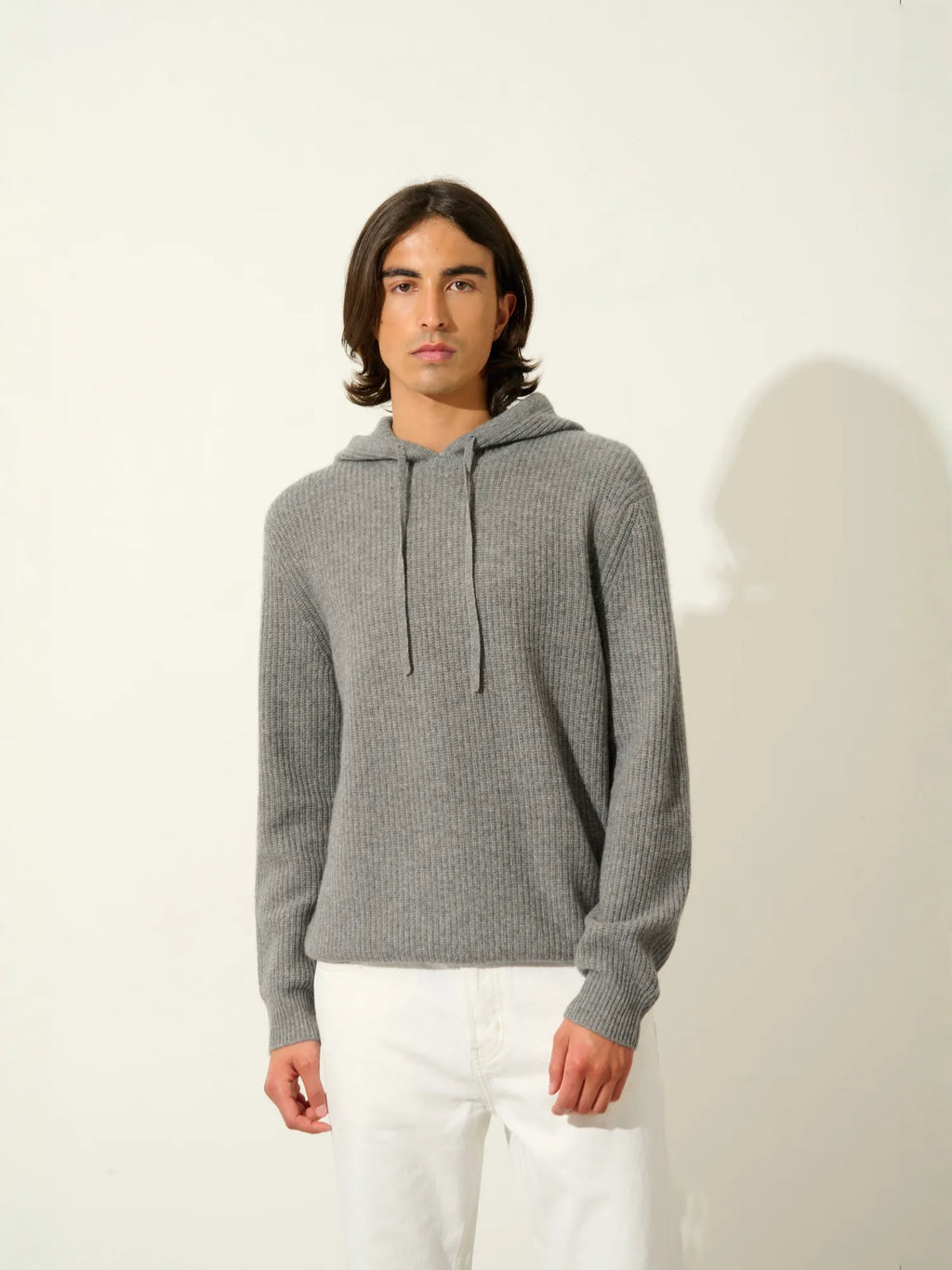 MIDA pull capuche 4 fils flanelle chiné
