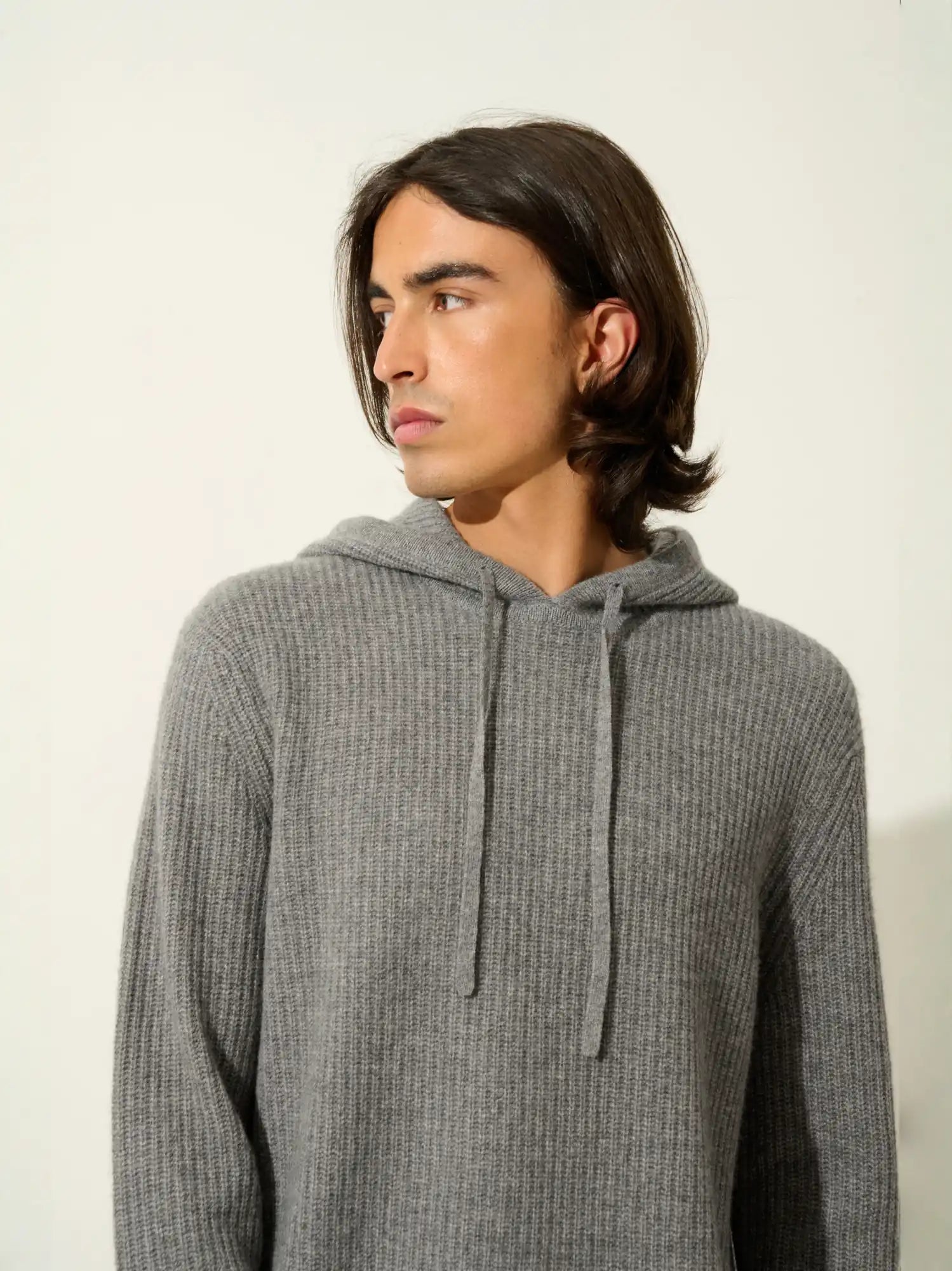 MIDA pull capuche 4 fils flanelle chiné