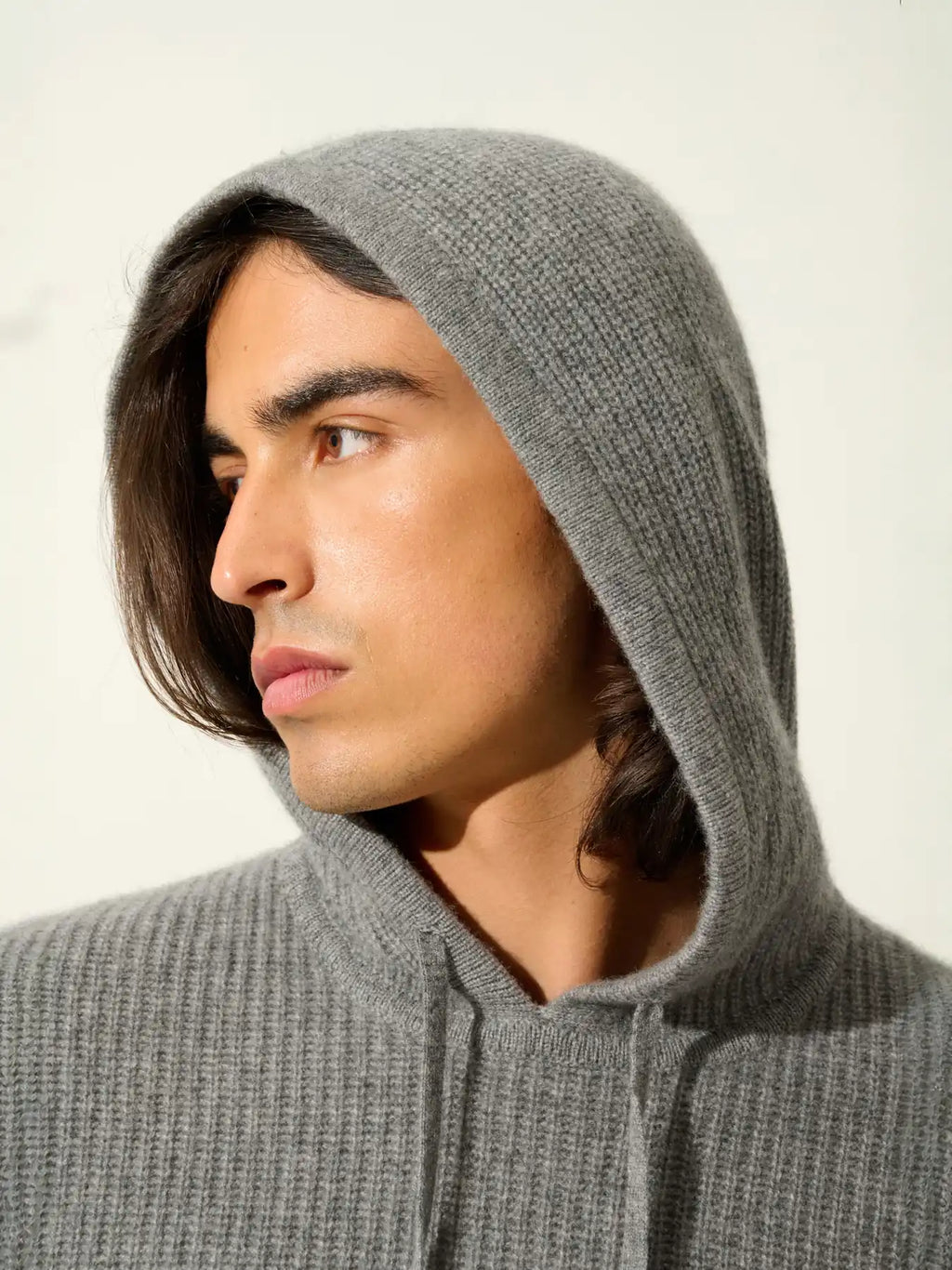 MIDA pull capuche 4 fils flanelle chiné