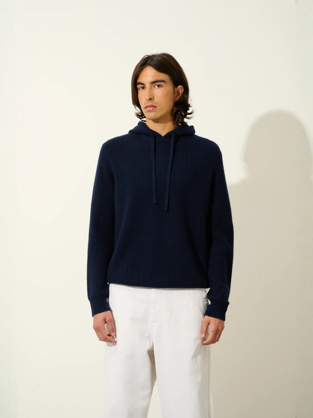 MIDA pull capuche 4 fils bleu marine