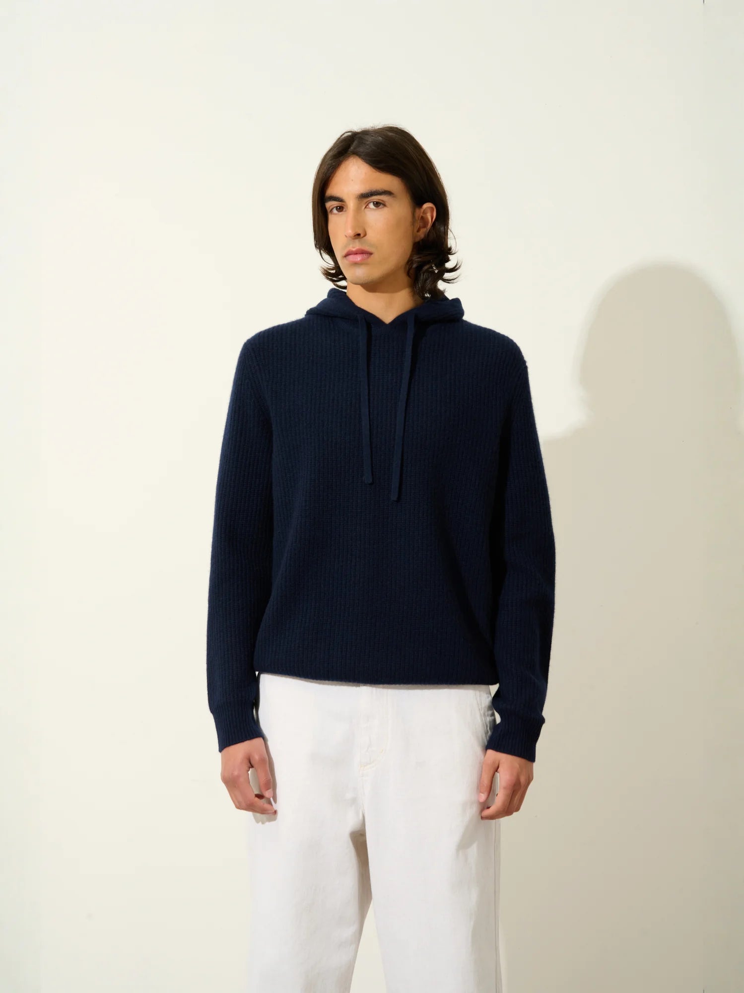 MIDA pull capuche 4 fils bleu marine