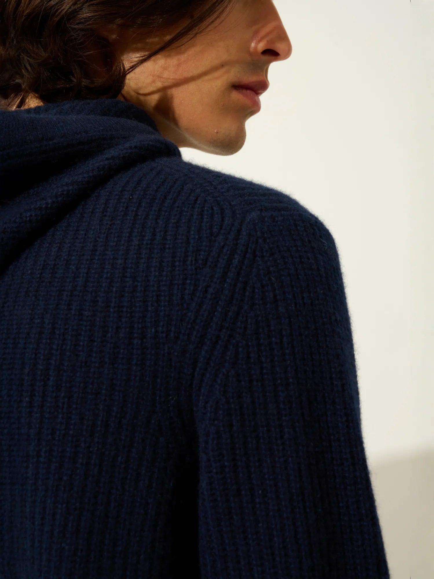 MIDA pull capuche 4 fils bleu marine