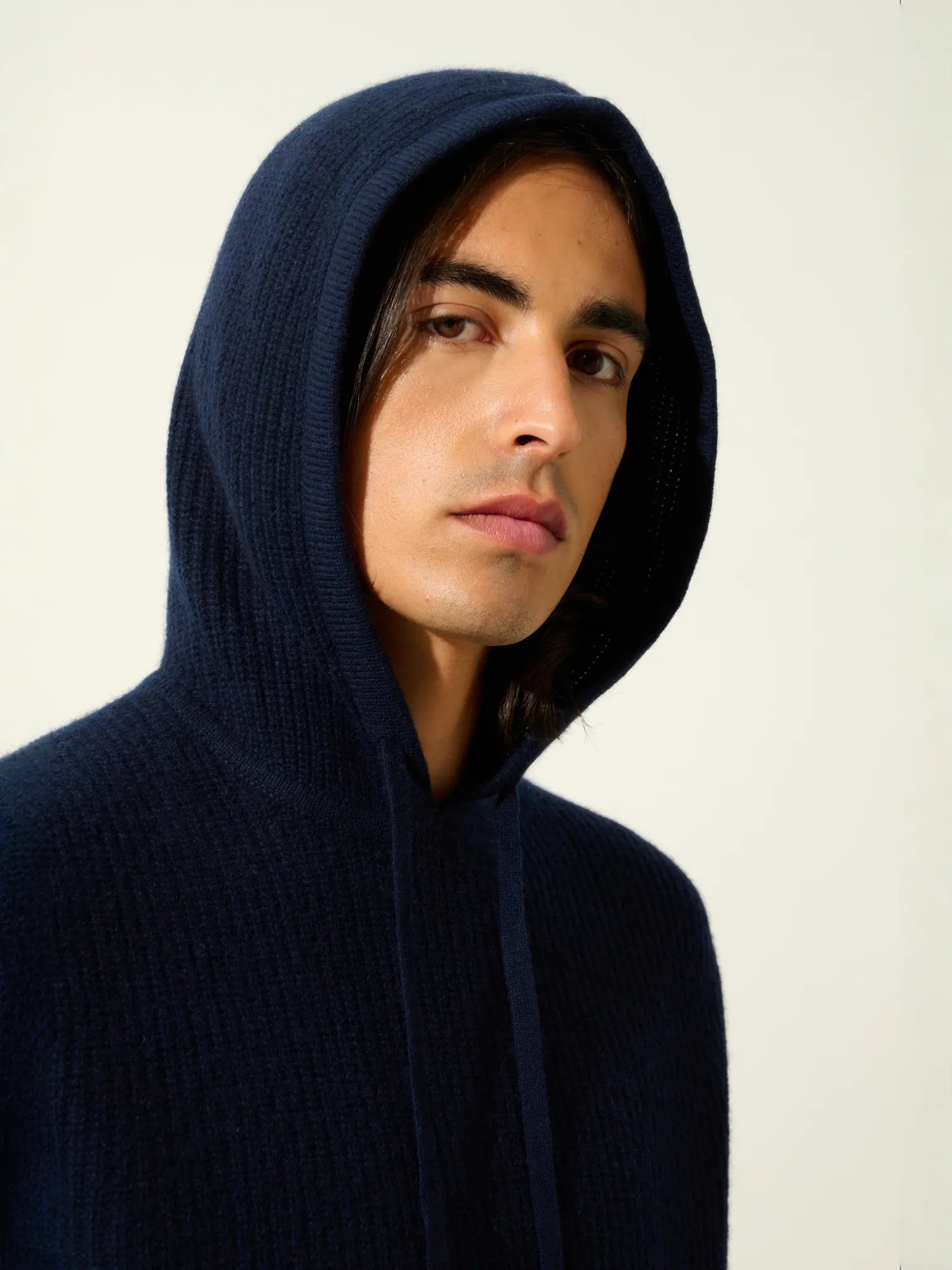 MIDA pull capuche 4 fils bleu marine