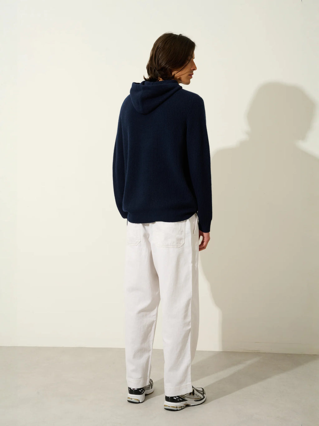 MIDA pull capuche 4 fils bleu marine