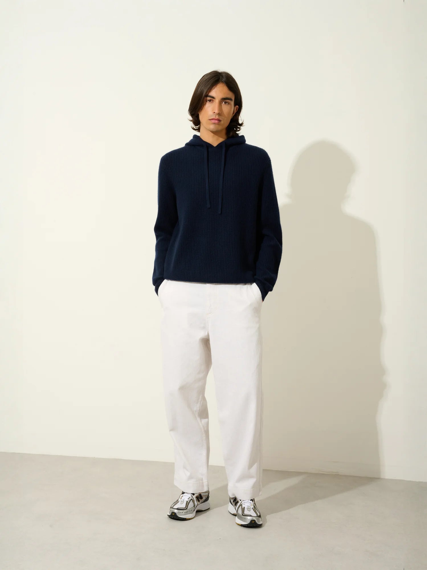 MIDA pull capuche 4 fils bleu marine