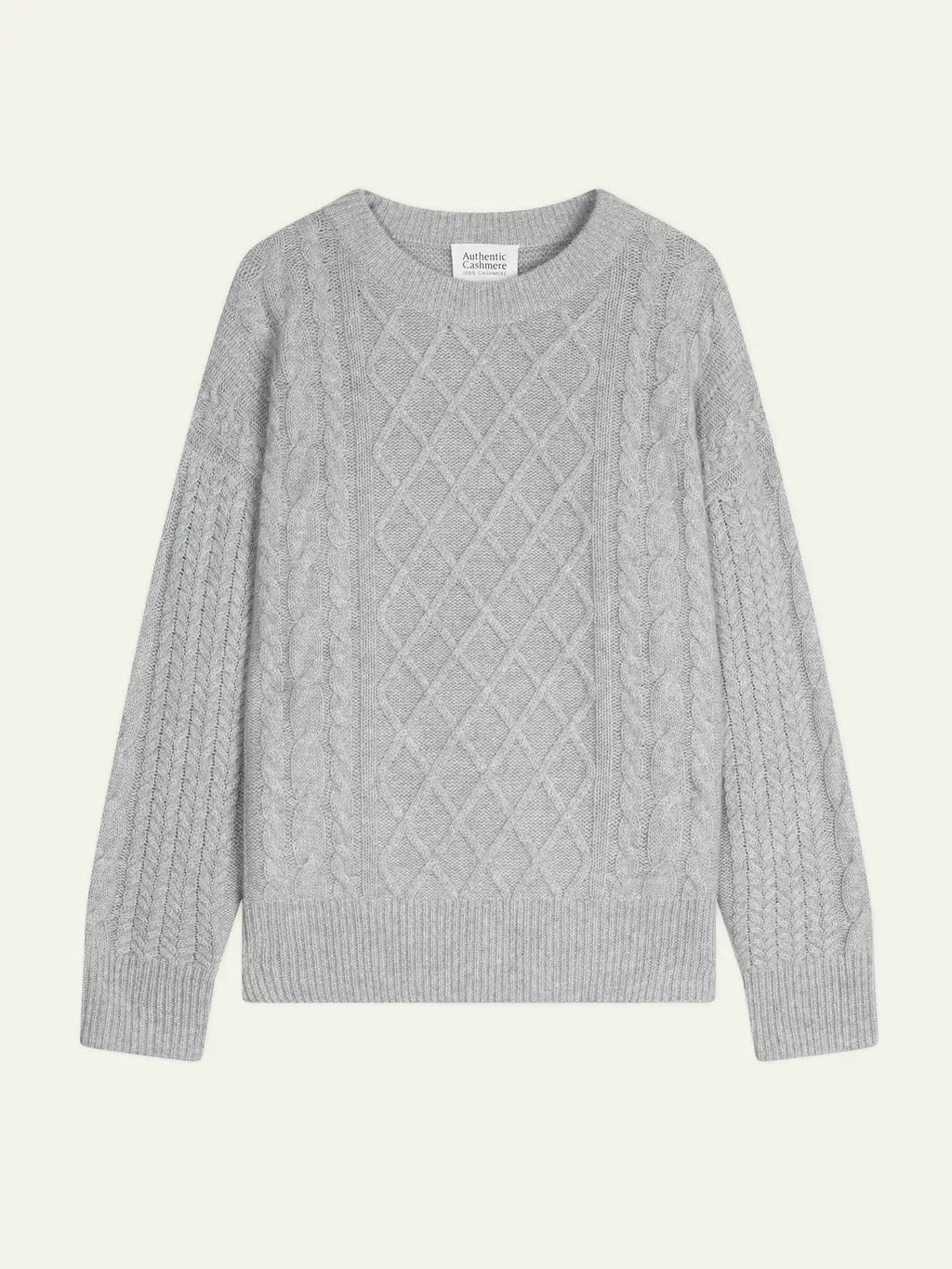 JAMPA sweater crew neck side slits 6 ply light heather grey