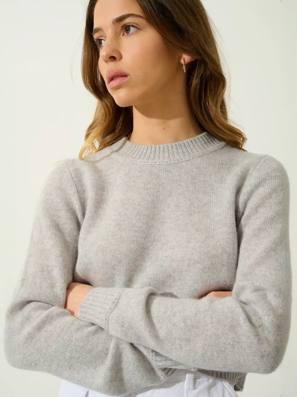 JETSAN sweater crew neck 4 ply light heather grey