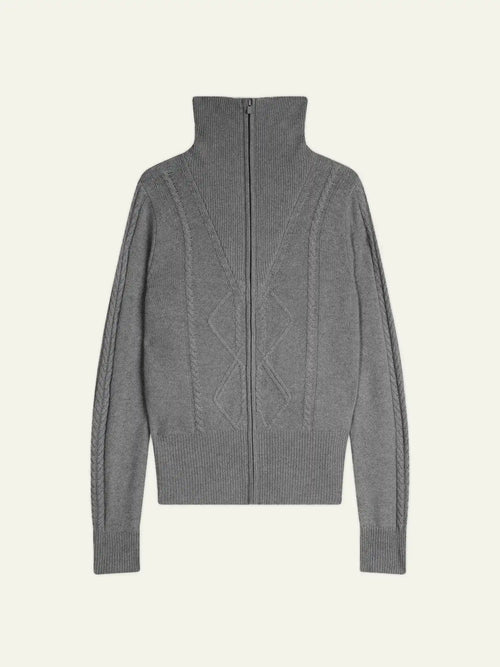 ANTIGO Gilet Zippé Col Camionneur 4 Fils Flanelle Chiné