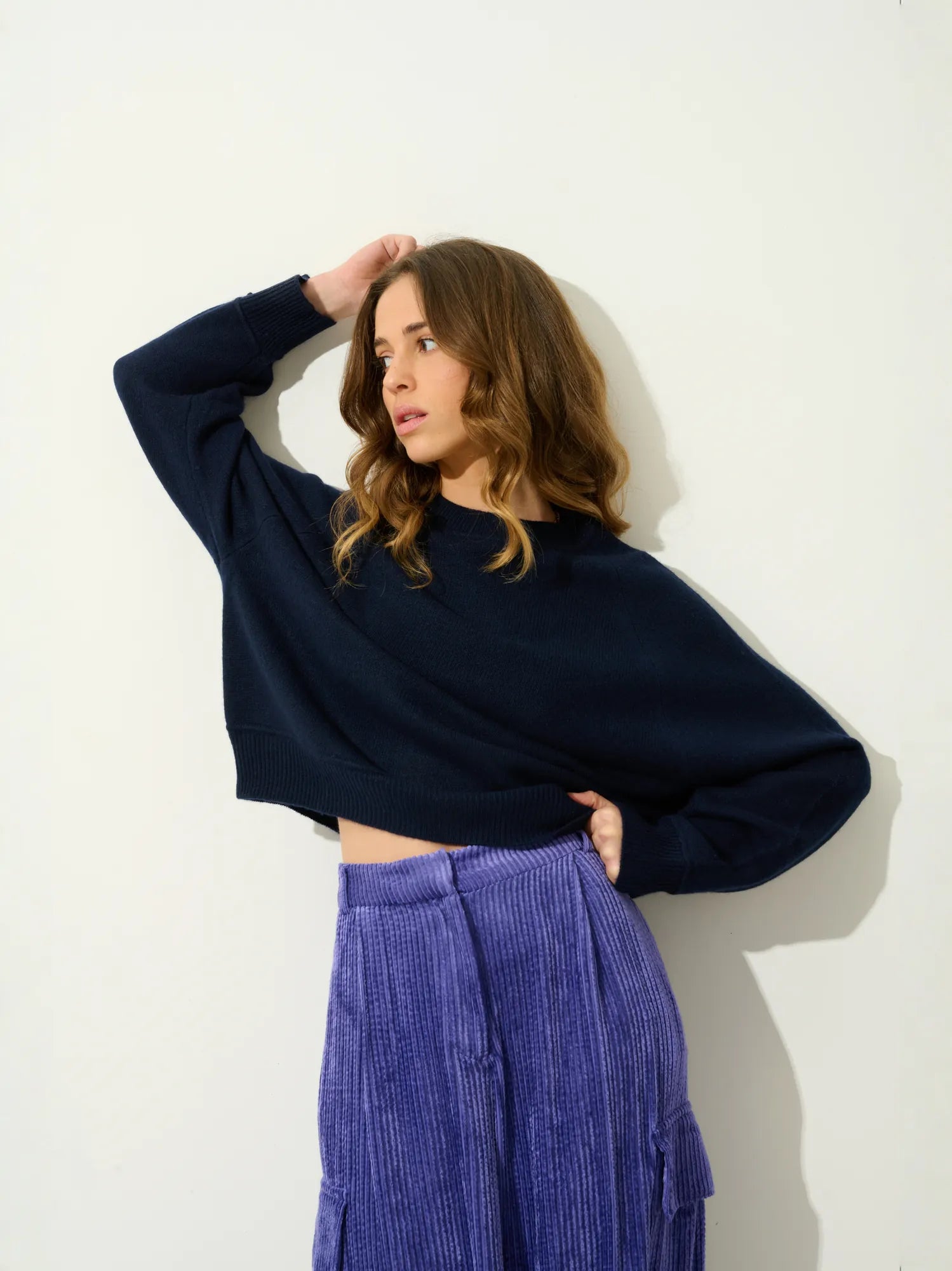 ADORIA pullover rundhalsausschnitt 4-fädig marineblau