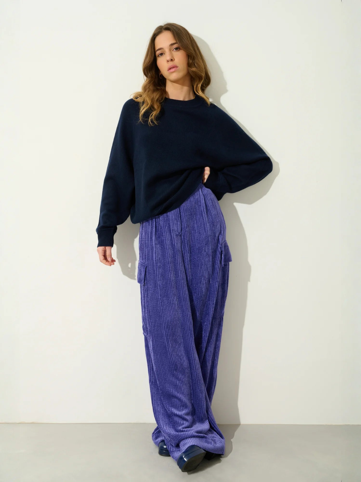 ADORIA pullover rundhalsausschnitt 4-fädig marineblau