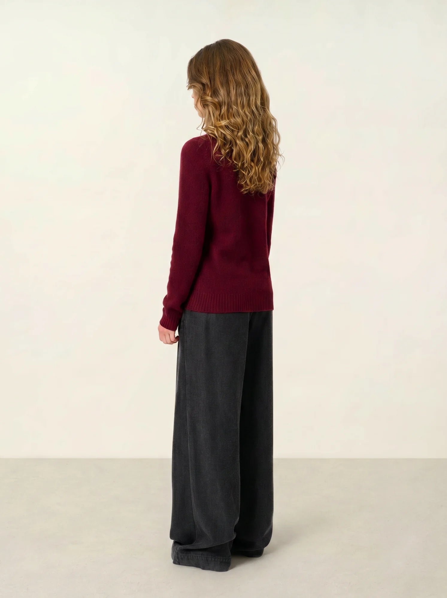 JETSAN pull col rond 4 fils cranberry chiné