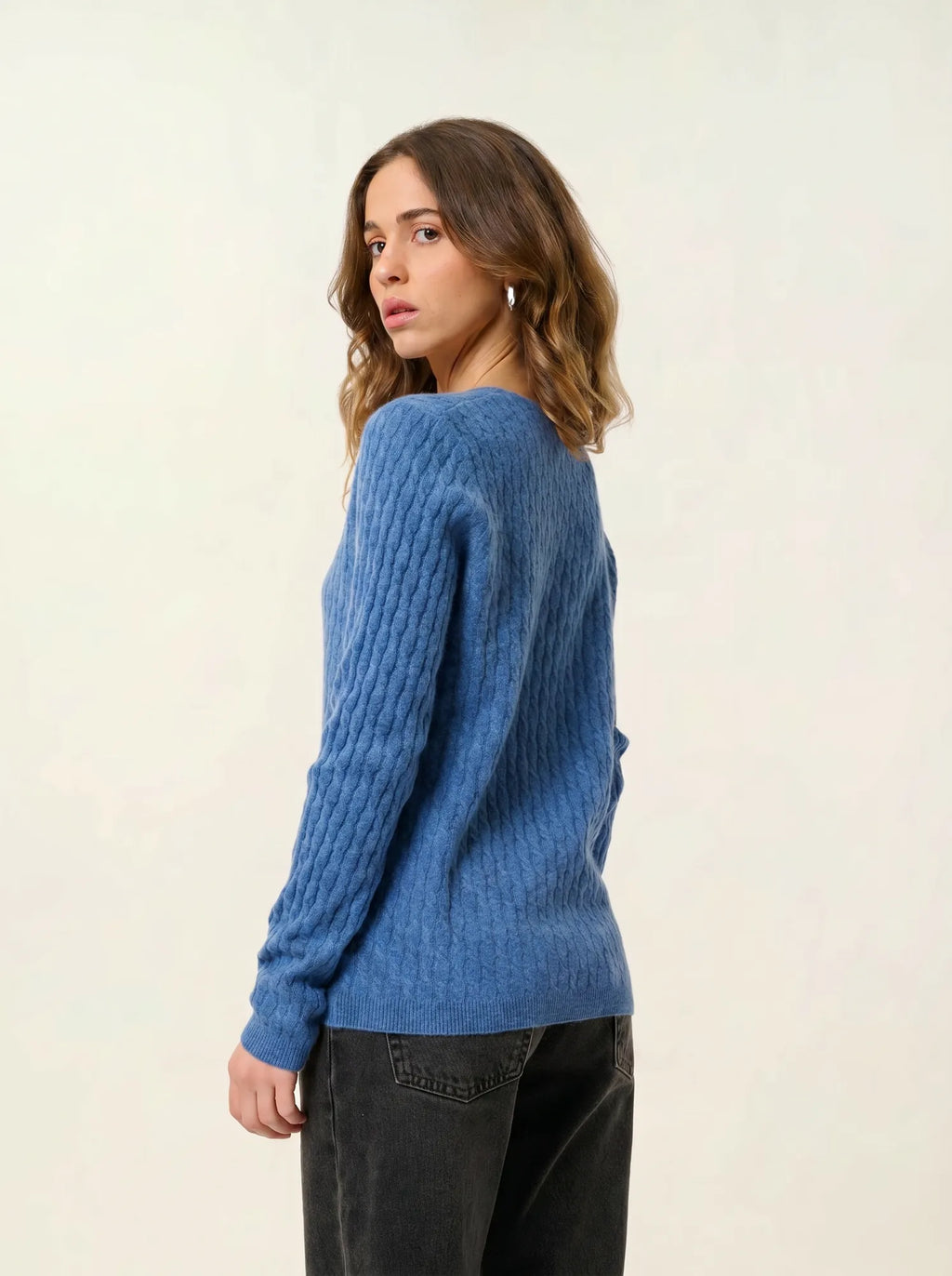 GRASMOOR pull col V bleu denim