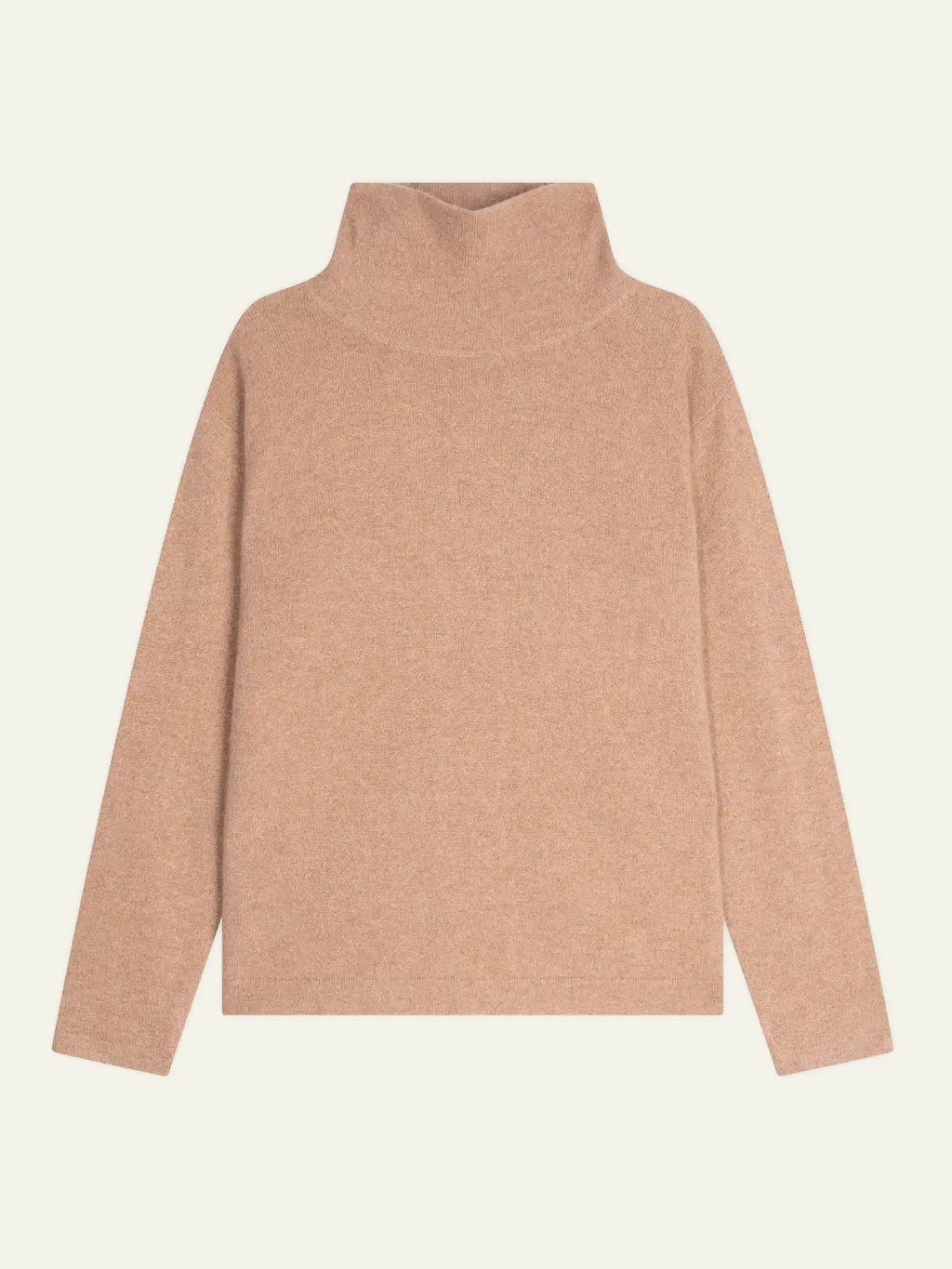 CHEVIOT pull col montant bénitier camel chiné