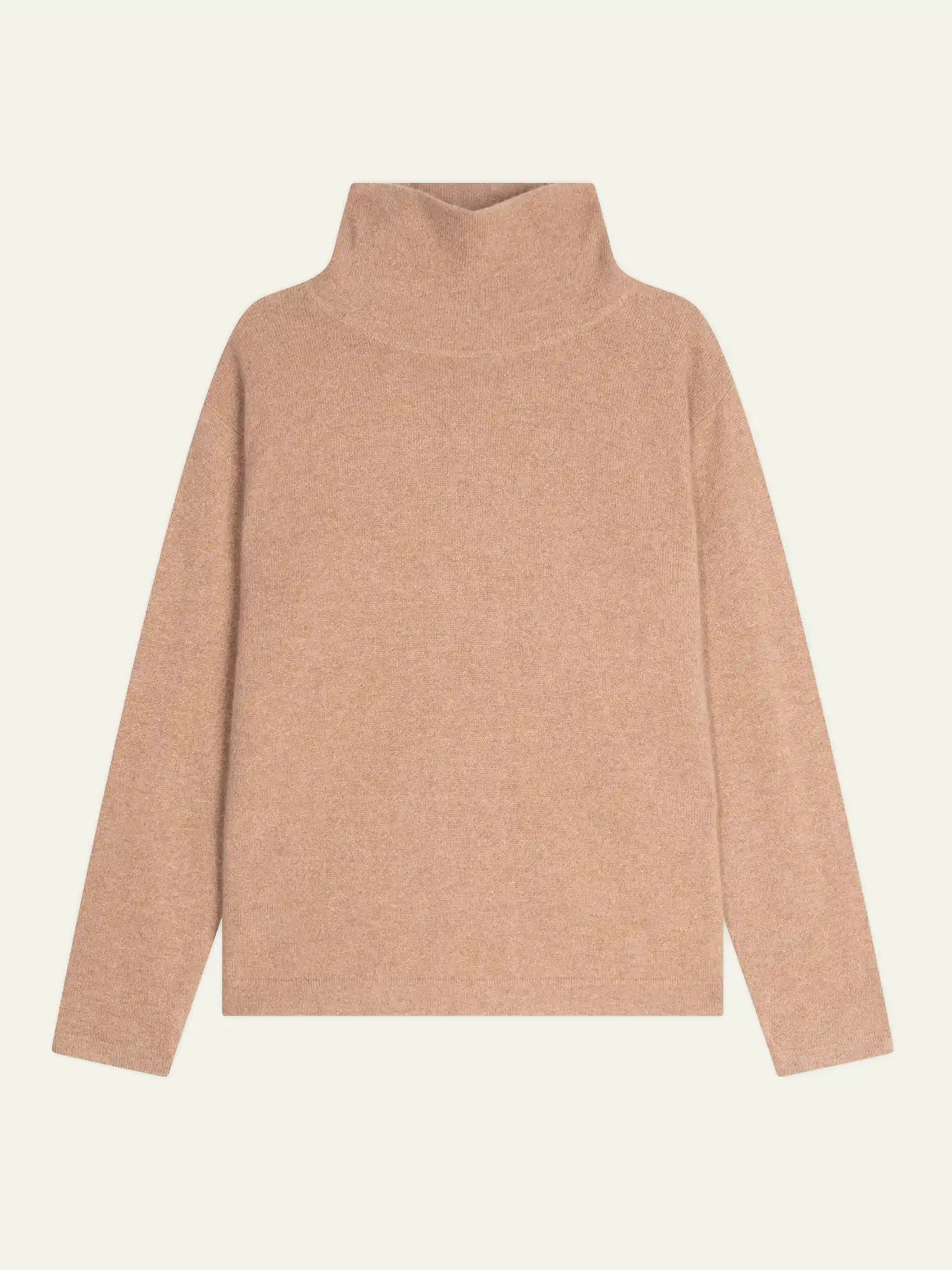 CHEVIOT pull col montant bénitier camel chiné