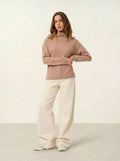 CHEVIOT pull col montant bénitier camel chiné