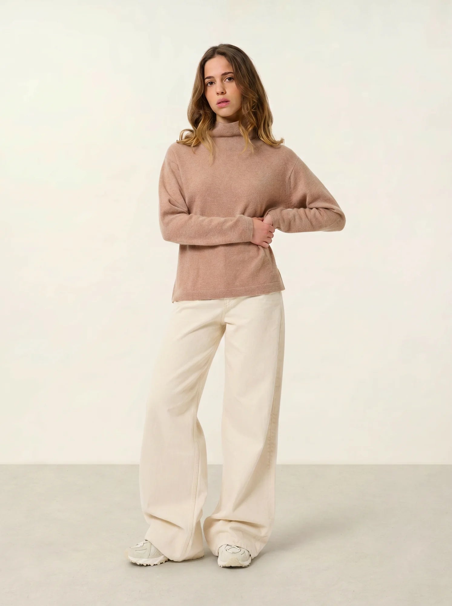 CHEVIOT pull col montant bénitier camel chiné