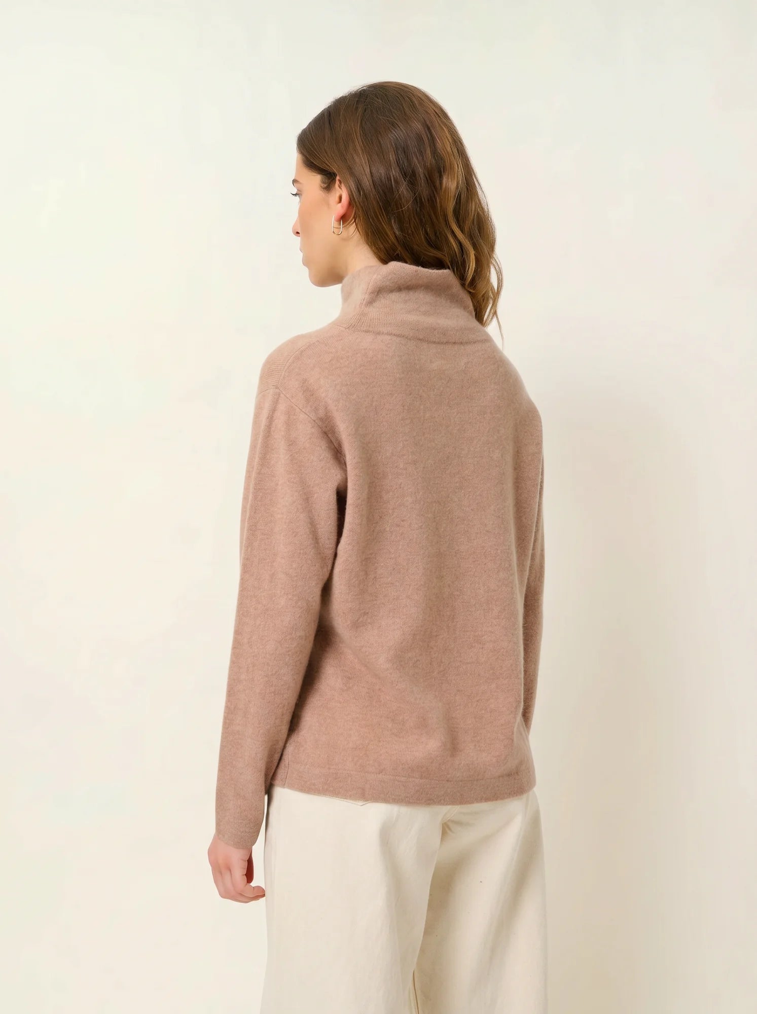 CHEVIOT pull col montant bénitier camel chiné