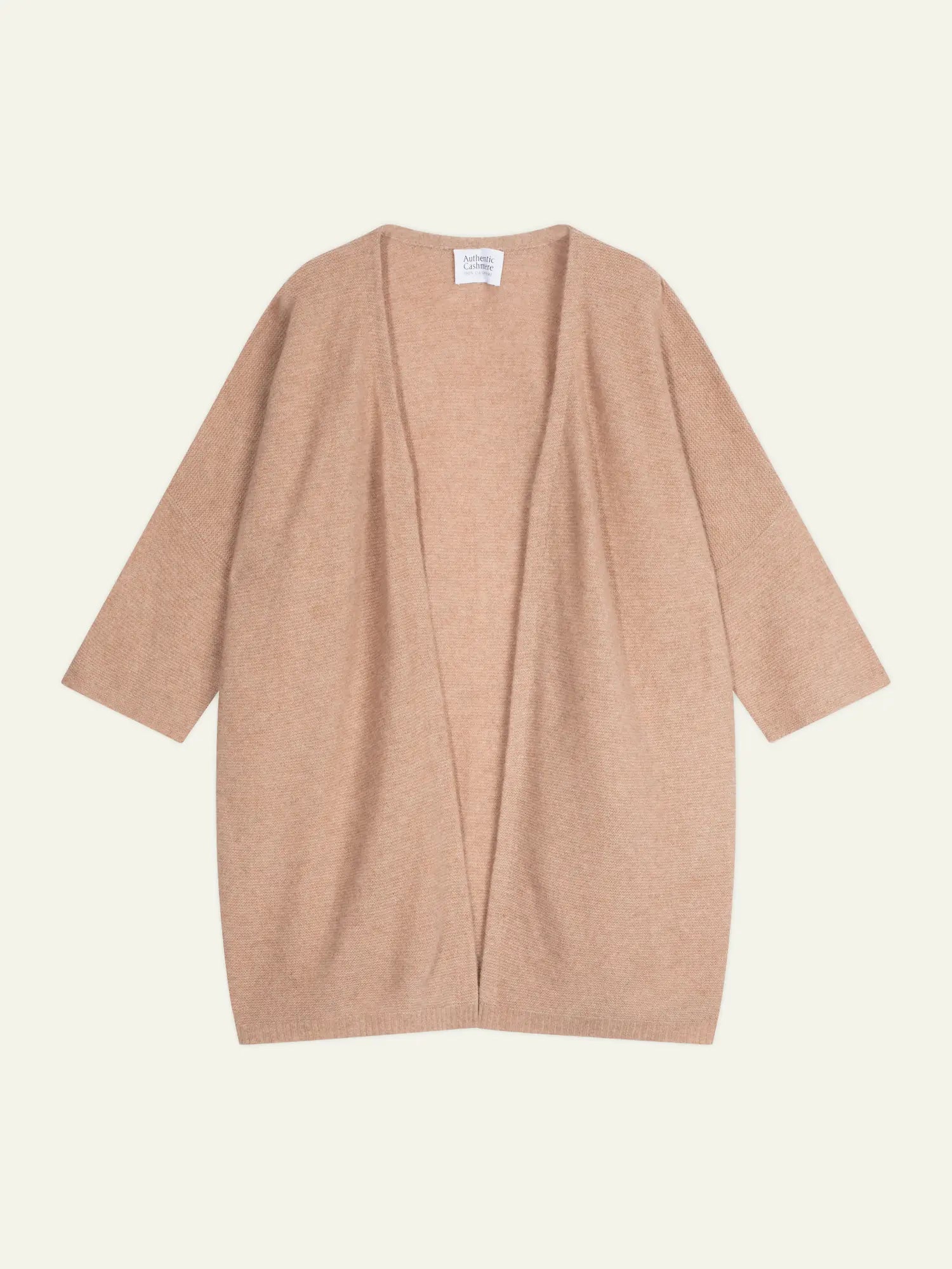 MENDIP Vest Open V-Neck 3/4 Sleeves Heather Camel